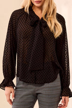 Load image into Gallery viewer, Black Sheer Polka Dot Blouse
