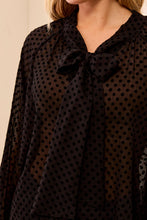 Load image into Gallery viewer, Black Sheer Polka Dot Blouse
