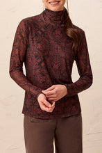 Load image into Gallery viewer, Rustic Brown Printed Mesh Turtleneck
