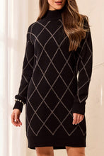Load image into Gallery viewer, Black Printed Mock Neck Knit Dress/Tunic
