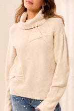 Load image into Gallery viewer, Cream Bow Turtleneck Sweater
