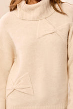 Load image into Gallery viewer, Cream Bow Turtleneck Sweater
