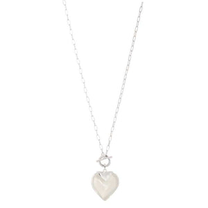 MX- T-Bar Clear Heart Long Necklace