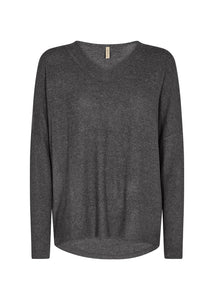SC- Biara Grey Melange Long Sleeve V-Neck Soft Tunic