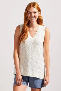Eggshell Side Slit Sleeveless Tank