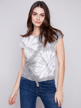 Load image into Gallery viewer, Celadon Printed Jersey Front-Knot Sleeveless Top
