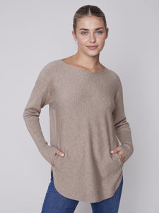 Truffle Knit Sweater with Back Lace-Up Detail