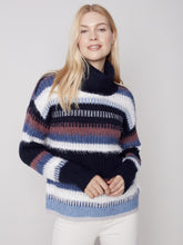 Load image into Gallery viewer, Eyelash Striped Cowl Neck Sweater
