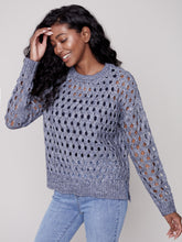 Load image into Gallery viewer, Denim Blue Open Wavy Stitch Knit Sweater

