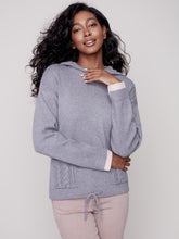 Load image into Gallery viewer, Grey Hoodie With Cable Knit Pockets
