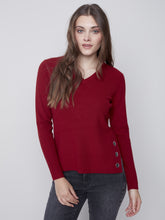 Load image into Gallery viewer, Ruby V-Neck Sweater With Grommet Hem
