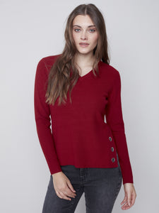Ruby V-Neck Sweater With Grommet Hem