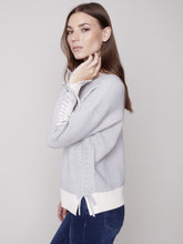 Load image into Gallery viewer, Grey Color Block Sweater with Lacing Details
