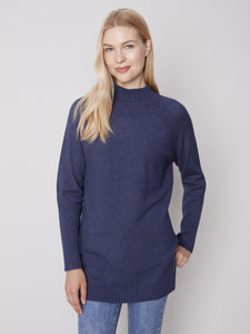 CB- Heather Denim Mock Neck Tunic