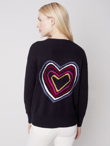 Crew Neck Sweater With Heart Back