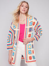 Load image into Gallery viewer, Punch Long Color Block Crochet Cardigan
