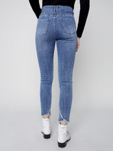 Load image into Gallery viewer, Blue Medium Stretchy Jeans with Tulip Hem
