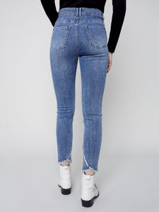 Blue Medium Stretchy Jeans with Tulip Hem