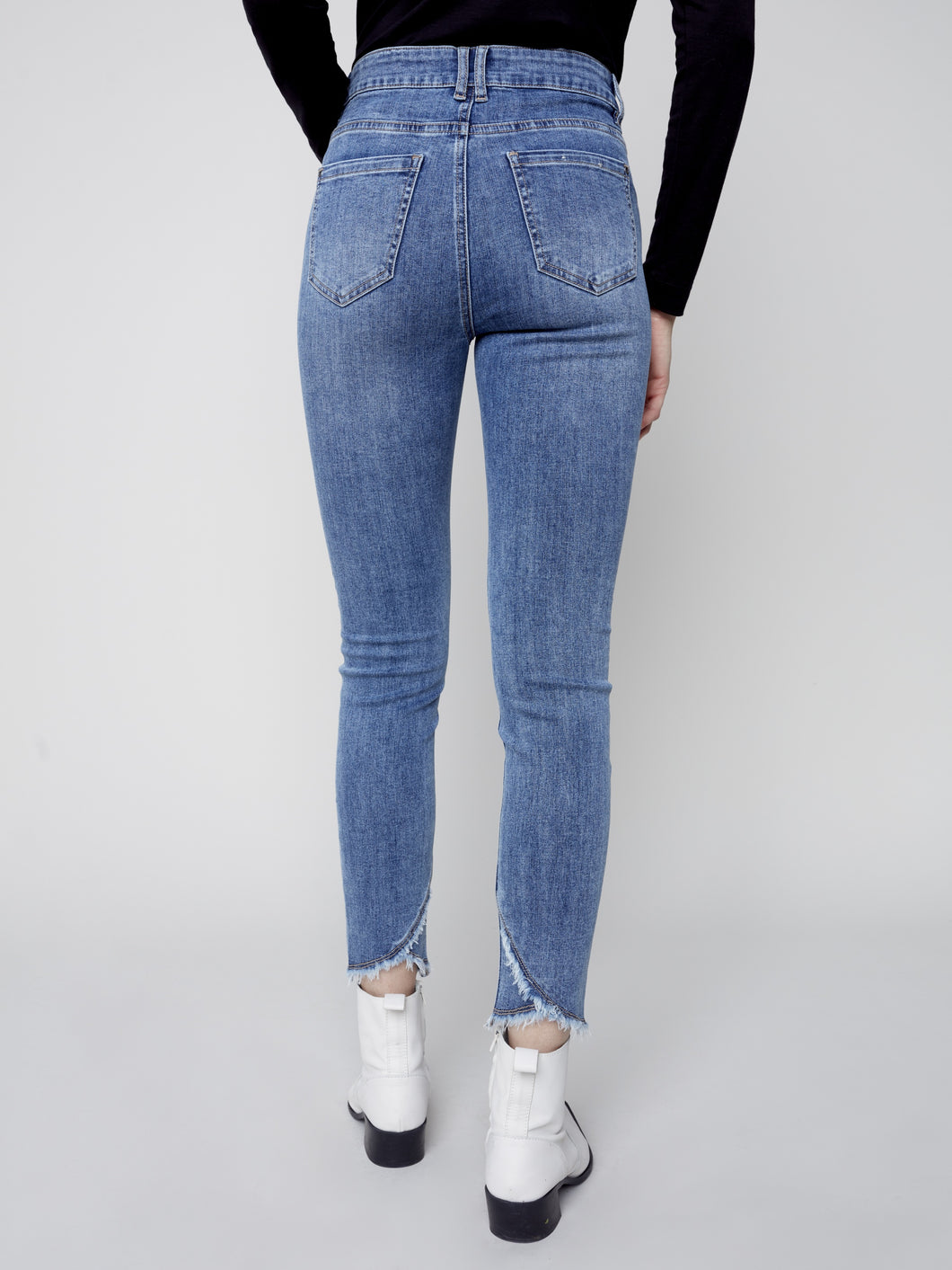 Blue Medium Stretchy Jeans with Tulip Hem