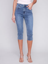 Load image into Gallery viewer, Medium Blue Knee High Capri Jeans
