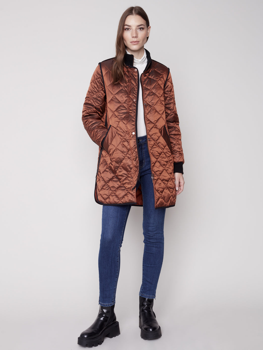 Cinnamon Long Quilted Puffer Jacket