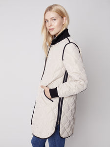 Almond Long Quilted Puffer Jacket