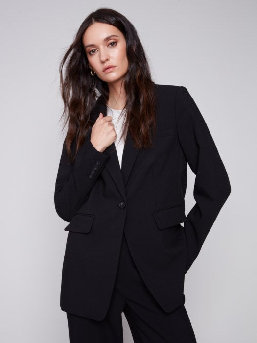 Black Blazer with Ruched Back