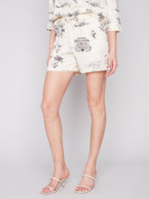 Load image into Gallery viewer, Black/Cream Printed Pull-On Shorts
