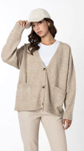 Relaxed Fit Button Front Cardigan In Oatmeal