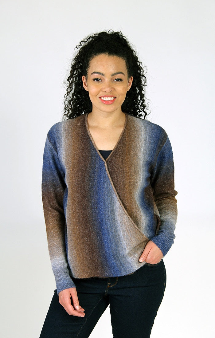 Blue Ombre Crossover Sweater