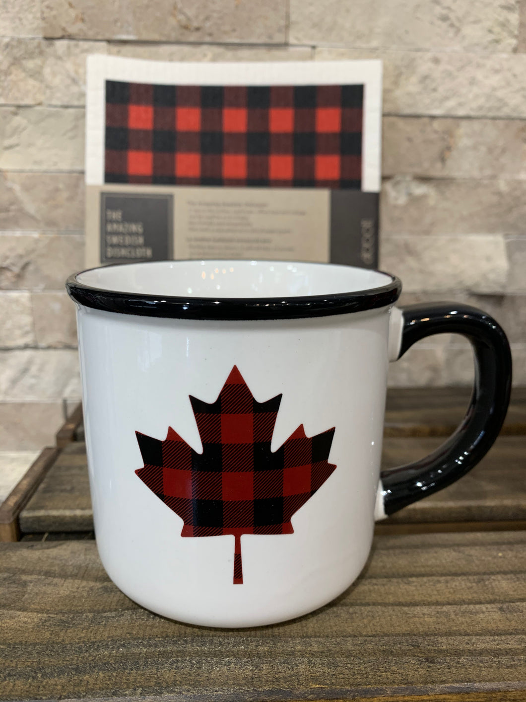 Buffalo Plaid Maple Leaf Ceramic Mug