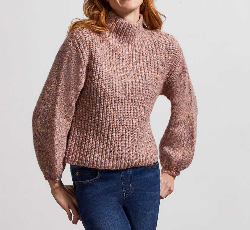 TF- Funnel Neck Knit Sweater In Rose Blush