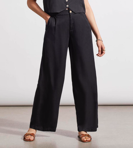 Black Lyocell Fly Front Pant