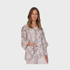 White Abstract Face Tunic