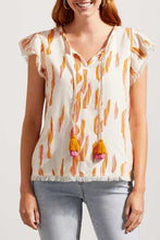 Load image into Gallery viewer, Eggshell Printed Flutter Sleeve Blouse

