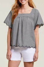 Load image into Gallery viewer, TF- Black/White Gingham Square Neck Blouse
