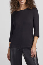 Load image into Gallery viewer, Black 3/4 Sleeve Boat Neck Top
