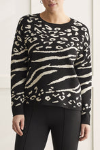 Load image into Gallery viewer, Black/White Animal Printed Reversible Sweater
