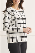 Load image into Gallery viewer, Cream/Black Plaid Printed Reversible Sweater
