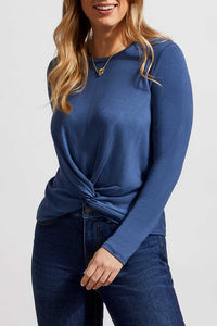 Blue Sky Knot Front Long Sleeve Top