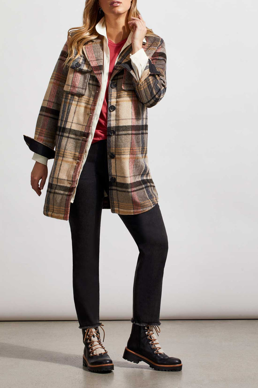 Teakwood Long Plaid Shacket