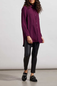 Red Plum Roll Up Sleeve Tunic