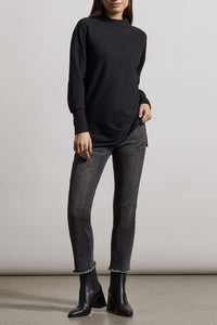 Black Funnel Neck Ottoman Tunic