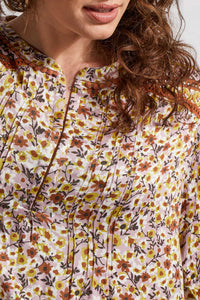 TF- Mocha Printed Hook & Eye Blouse