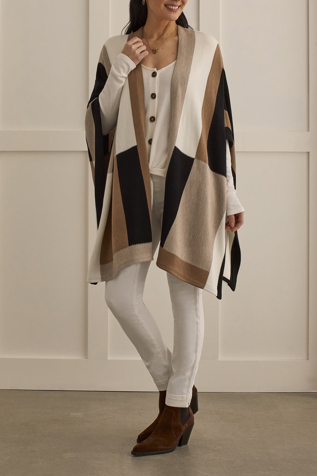 Cinnamon Block Print Cape