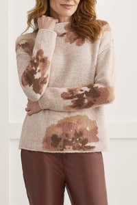Rose Pink Printed Funnel Neck Sweater