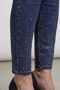Bling Rhinestone Hem Denim Jean