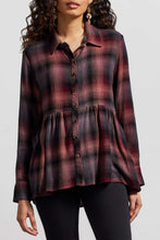 Load image into Gallery viewer, Black Orchid Printed Peplum Flannel
