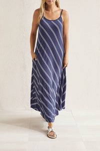 Jet Blue Striped Maxi Dress