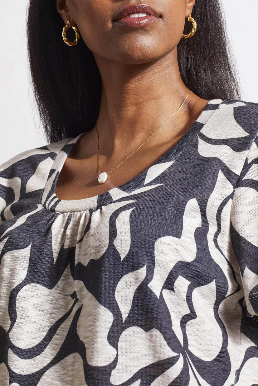 French Oak Printed Flutter Sleeve Top
